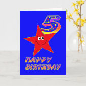 Red Star Happy 5th Birthday Card Kaart (Gele Bloem)