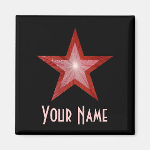 Red Star 'Jouw naam' koelkast magneet vierkant zwa