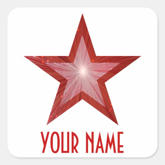 Red Star 'Jouw naam' vierkant sticker wit (Voorkant)