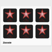 Red Star 'Jouw tekst' vierkante sticker zwart (Vel)