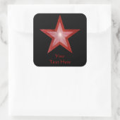 Red Star 'Jouw tekst' vierkante sticker zwart (Tas)