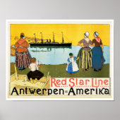 Red Star Line ~ Antwerpen-Amerika Poster (Voorkant)