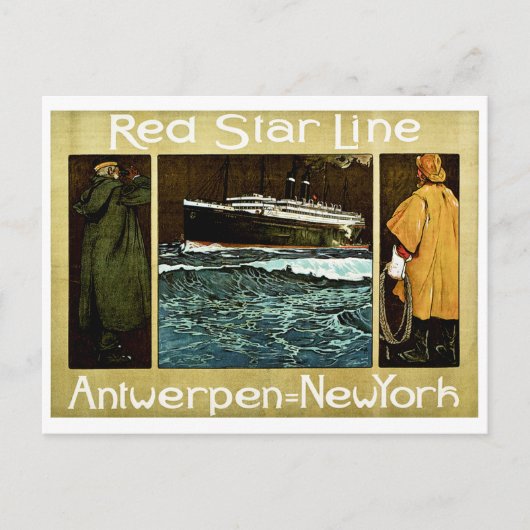 Red Star Line Antwerpen naar New York Briefkaart (Voorkant)