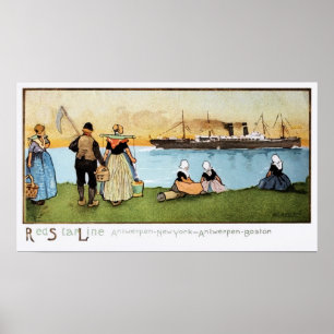  Red Star Line Antwerpen New York Boston Poster