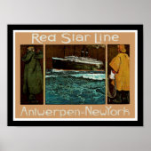 Red Star Line ~ Antwerpen-New York Poster (Voorkant)