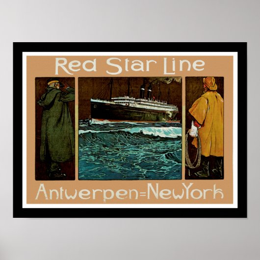 Red Star Line ~ Antwerpen-New York Poster (Voorkant)