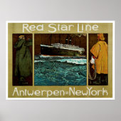 Red Star Line ~ Antwerpen=New York Poster (Voorkant)