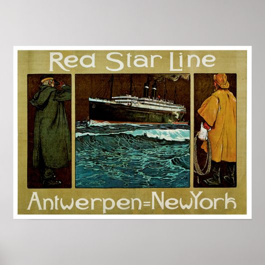 Red Star Line ~ Antwerpen=New York Poster (Voorkant)