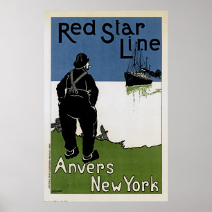 Red Star Line ~ Anvers-New York Poster