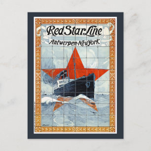 Red Star Line België Oude Poster Briefkaart