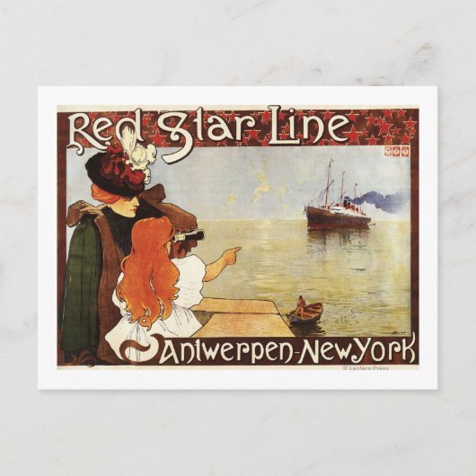 Red Star Line Cruises naar New York Promo Poster Briefkaart (Voorkant)