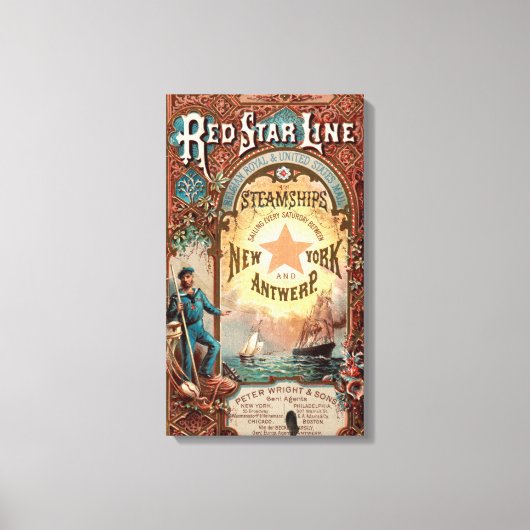 Red Star Line New York Antwerpen Stoomschip Canvas Afdruk (Voorkant)