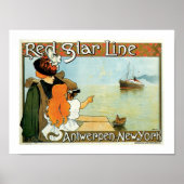 Red Star Line Woman with Girl Ad Poster (Voorkant)