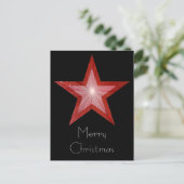 Red Star 'Merry Kerstmis' briefkaart zwart (Staand voorkant)