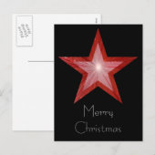 Red Star 'Merry Kerstmis' briefkaart zwart (Voorkant / Achterkant)