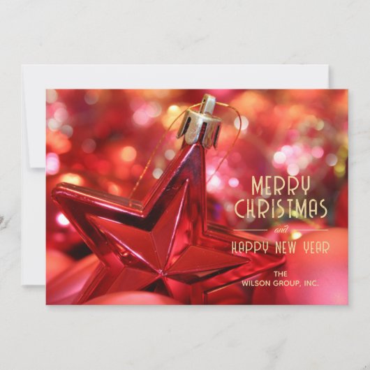 Red Star Ornament Business Bedankt voor Kerstmis Feestdagenkaart (Voorkant)