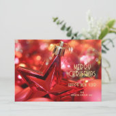 Red Star Ornament Business Bedankt voor Kerstmis Feestdagenkaart (Staand voorkant)