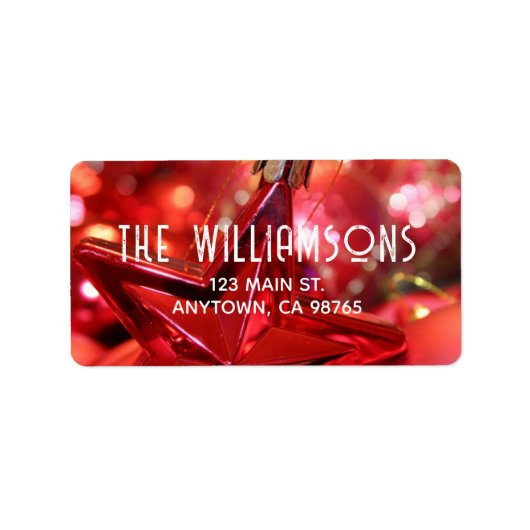 Red Star Ornament kerstadres Etiket (Voorkant)