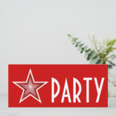 Red Star 'PARTY'-uitnodiging rood Kaart (Staand voorkant)