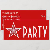 Red Star 'PARTY'-uitnodiging rood Kaart (Voorkant / Achterkant)