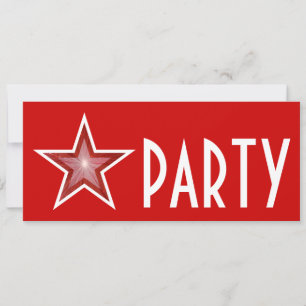 Red Star 'PARTY'-uitnodiging rood Kaart
