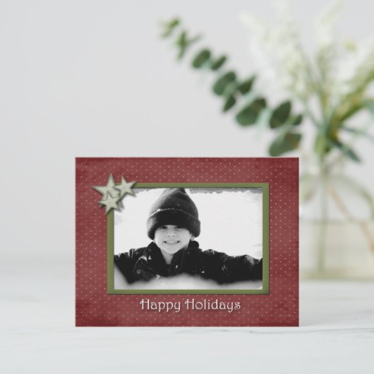 Red Star Photo-Briefkaart Feestdagenkaart (Staand voorkant)