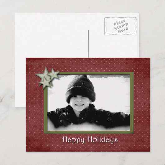 Red Star Photo-Briefkaart Feestdagenkaart (Voorkant / Achterkant)