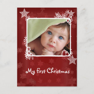 Red Star Snowflake Babys eerste kerstfoto Feestdagenkaart