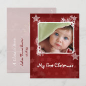 Red Star Snowflake Babys eerste kerstfoto Feestdagenkaart (Voorkant / Achterkant)
