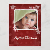 Red Star Snowflake Babys eerste kerstfoto Feestdagenkaart (Voorkant)