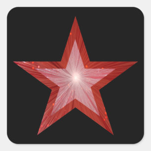 Red Star Square sticker zwart