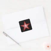 Red Star Square sticker zwart (Envelop)