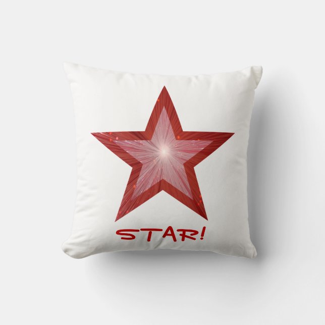 Red Star 'STAR' gooit kussen vierkant wit. (Voorkant)