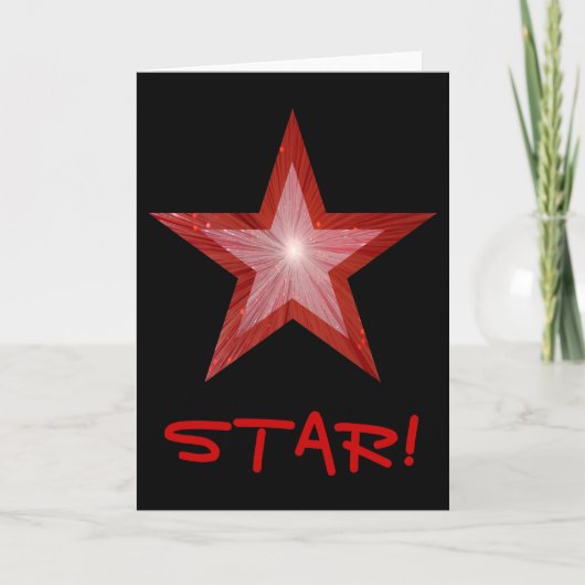 Red Star 'STAR'-kaart, verticaal zwart Feestdagen Kaart (Voorkant)