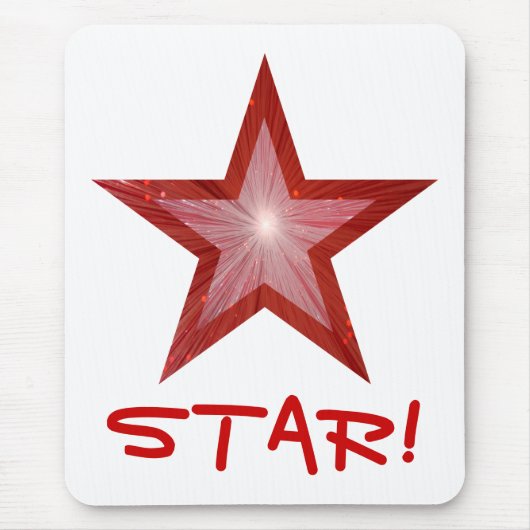 Red Star 'STAR' mousepad wit Muismat (Voorkant)