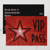 Red Star 'VIP PASS' horizontale zwarte achterzijde Kaart (Voorkant / Achterkant)