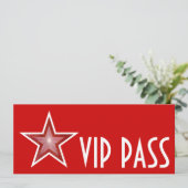 Red Star 'VIP PASS' uitnodiging rood lang (Staand voorkant)