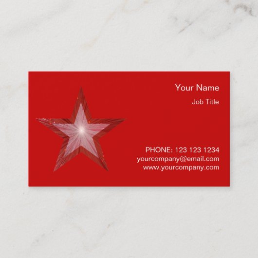 Red Star-visitekaartje aan zijkant ster rood Visitekaartje (Voorkant)