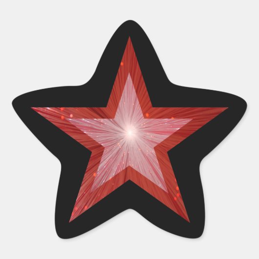 Red Star-vormig sticker zwart (Voorkant)