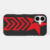 Red Star with Chevron Arrows iPhone 16 Hoesje (Achterkant horizontaal)