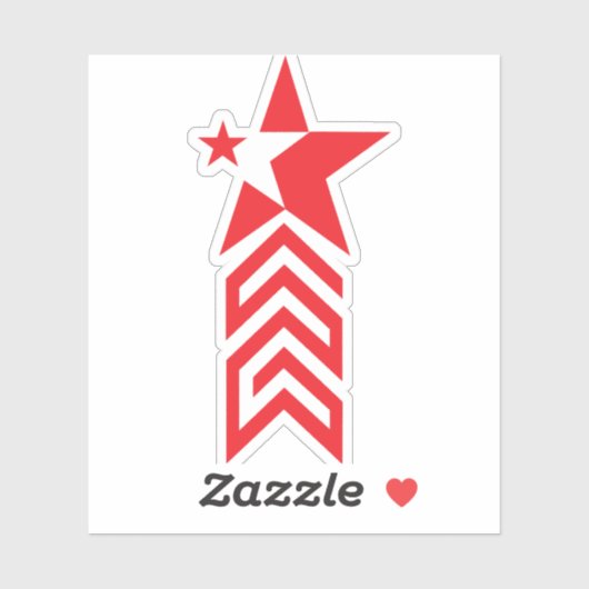 Red Star with Chevron Arrows Sticker (Vel)
