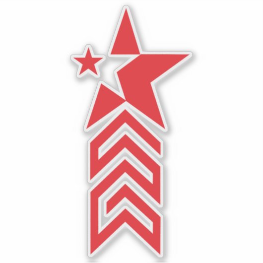 Red Star with Chevron Arrows Sticker (Voorkant)