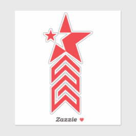 Red Star with Chevron Arrows Sticker