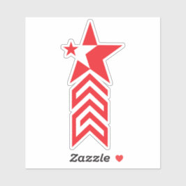 Red Star with Chevron Arrows Sticker