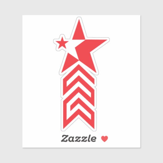 Red Star with Chevron Arrows Sticker (Vel)