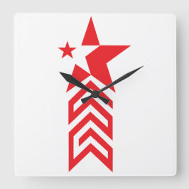 Red Star with Chevron Arrows Vierkante Klok