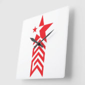 Red Star with Chevron Arrows Vierkante Klok (Hoek)