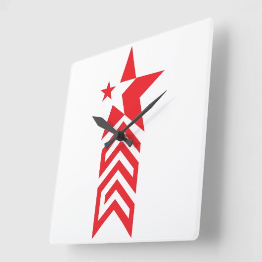 Red Star with Chevron Arrows Vierkante Klok (Hoek)