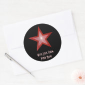 Red Star 'with Love from'-ronde sticker zwart (Envelop)