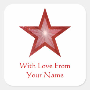 Red Star 'with Love from' vierkante sticker wit